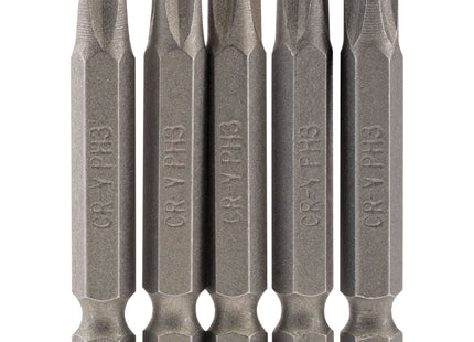 Draper Cross Slot Insert Bit, 1/4" Hex, 50mm Long, No.3 (Pack of 5) 64290 Draper - Town Tools