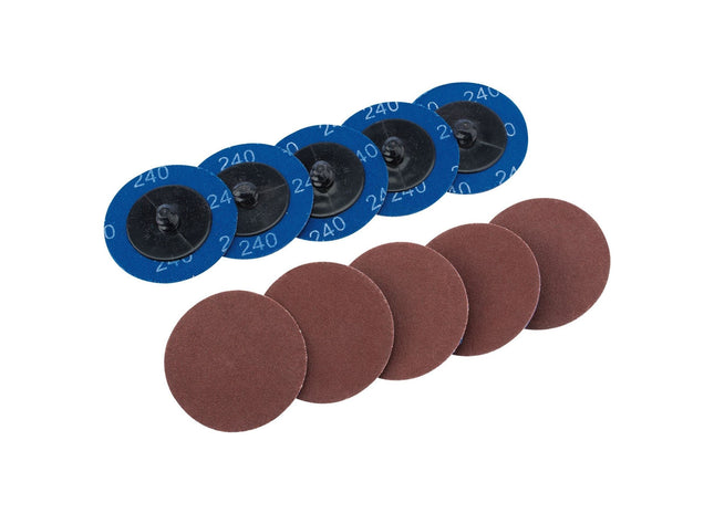 Draper Aluminium Oxide Sanding Discs, 50mm, 240 Grit (Pack of 10) 75613 Draper - Town Tools