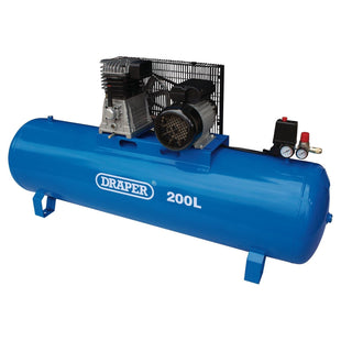 Draper Stationary Belt-Driven Air Compressor, 200L, 2.2kW 55313 Draper - Town Tools