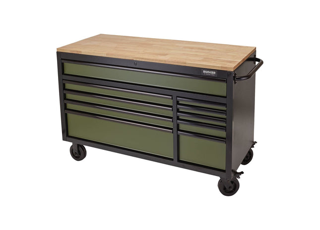 Draper BUNKER Workbench Roller Tool Cabinet, 10 Drawer, 56", Green 08236 Draper - Town Tools