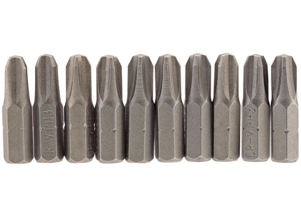 Draper Cross Slot Insert Bit, 1/4" Hex, 25mm Long, No.3 (Pack of 10) 64087 Draper - Town Tools