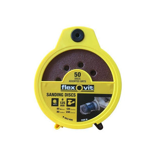 Flexovit Hook & Loop Sanding Disc 125mm Assorted (Dispenser 50) Flexovit - RockBottom Northampton