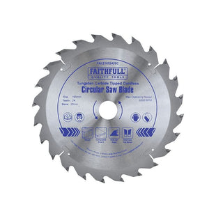 Faithfull TCT Cordless Trimsaw Blade 165 x 20mm x 24T POS Faithfull - RockBottom Northampton