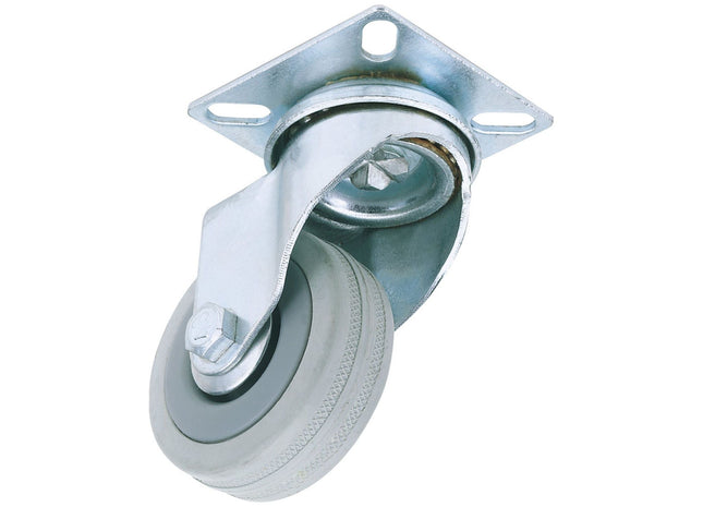Draper Swivel Plate Fixing Rubber Castor, 50mm Diameter, S.W.L. 50kg 65468 Draper - Town Tools