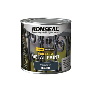 Ronseal Direct to Metal Paint Storm Grey Satin 250ml Ronseal - RockBottom Nothampton