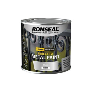 Ronseal Direct to Metal Paint Silver Gloss 250ml Ronseal - RockBottom Nothampton