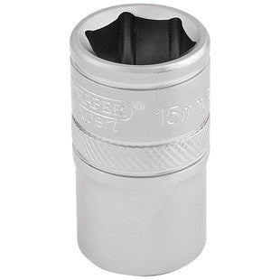 Draper 6 Point Metric Socket, 1/2" Sq. Dr., 15mm 16605 Draper - Town Tools