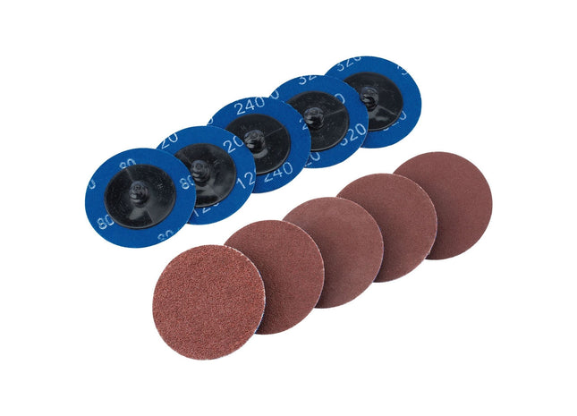 Draper Assorted Aluminium Oxide Sanding Discs, 50mm (Pack of 10) 75615 Draper - Town Tools