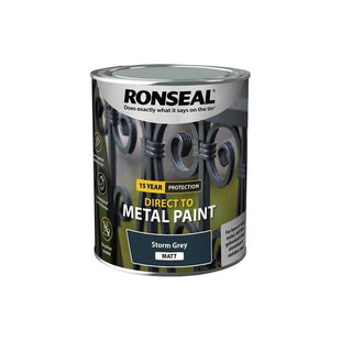 Ronseal Direct to Metal Paint Storm Grey Matt 750ml Ronseal - RockBottom Nothampton