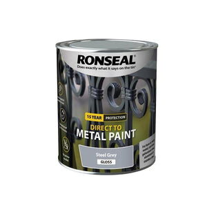 Ronseal Direct to Metal Paint Steel Grey Gloss 750ml Ronseal - RockBottom Nothampton