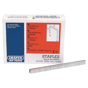 Draper Staples, 8mm (Pack of 10000) 59833 Draper - Town Tools