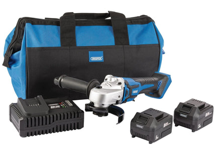 Draper D20 20V Brushless Angle Grinder, 115mm, 2 x 5.0Ah Batteries, 1 x Fast Cha Draper - Town Tools