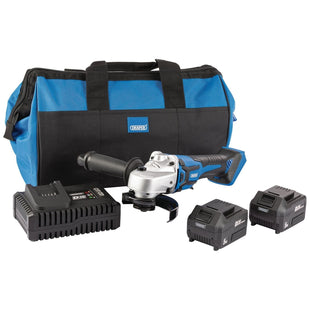 Draper D20 20V Brushless Angle Grinder, 115mm, 2 x 5.0Ah Batteries, 1 x Fast Cha Draper - Town Tools