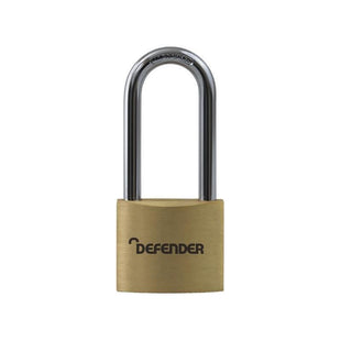 Defender Brass Padlock Long Shackle 40mm DEFENDER - RockBottom Northampton