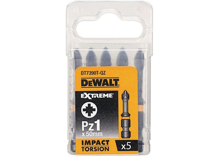 Dewalt Power Tools Extreme Impact Torsion Bits PZ1 x 50mm (Pack 5) DeWALT Power Tools - RockBottom Northampton