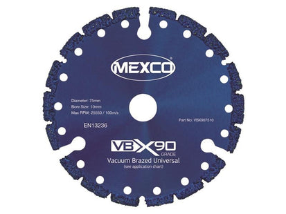 MEXCO VBX90 Grade Universal Diamond Blade 75 x 10mm MEXCO - RockBottom Northampton