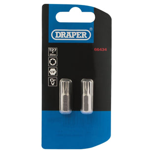 Draper TX-STAR Insert Bit, 1/4" Hex, 25mm Long, T27 (Pack of 2) Draper - Town Tools