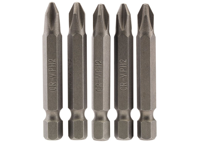 Draper Cross Slot Insert Bit, 1/4" Hex, 50mm Long, No.2 (Pack of 5) 64288 Draper - Town Tools