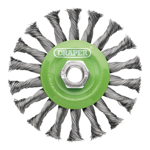 Draper Stainless-Steel Twist-Knot Flat Wire Wheel Brush, 115mm, M14 Draper - Town Tools