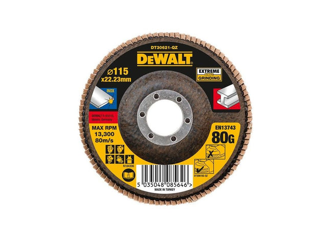 Dewalt Power Tools Extreme Flap Disc 115 x 22.2mm 80G DeWALT Power Tools - RockBottom Northampton