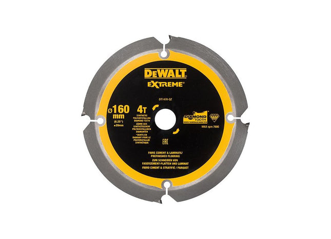 Dewalt Power Tools Extreme PCD Fibre Cement Saw Blade 160 x 20mm x 4T DeWALT Power Tools - RockBottom Northampton
