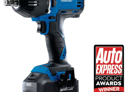 Draper D20 20V Brushless Mid-Torque Impact Wrench, 1/2" Sq. Dr., 400Nm, 2 x 4.0A Draper - Town Tools