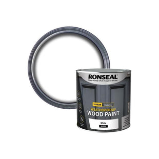 Ronseal 10 Year Weatherproof Wood Paint White Gloss 2.5 litre Ronseal - RockBottom Nothampton