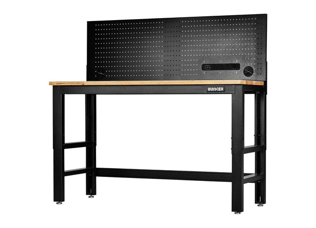 Draper Bunker Workbench with Hardwood Worktop and Power Pegboard, 1550mm Draper - Town Tools