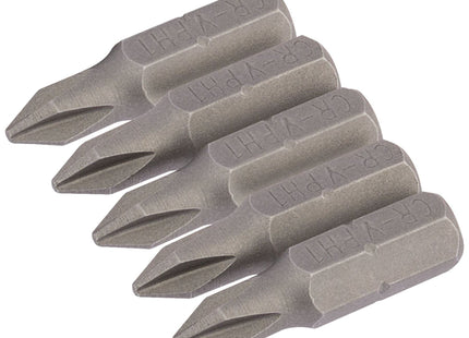 Draper Cross Slot Insert Bit, 1/4" Hex, 25mm Long, No.1 (Pack of 5) 64017 Draper - Town Tools