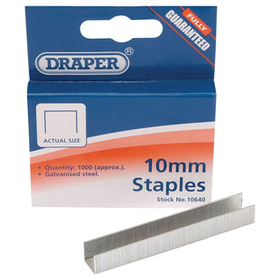 Draper Steel Staples, 10 x 10.5mm (Pack of 1000) 10640 Draper - Town Tools