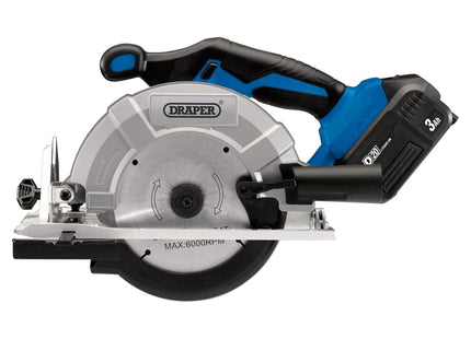 Draper D20 20V Brushless Circular Saw, 1 x 3.0Ah Battery, 1 x Fast Charger 00594 Draper - Town Tools
