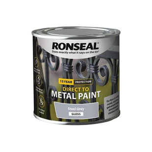 Ronseal Direct to Metal Paint Steel Grey Gloss 250ml Ronseal - RockBottom Nothampton