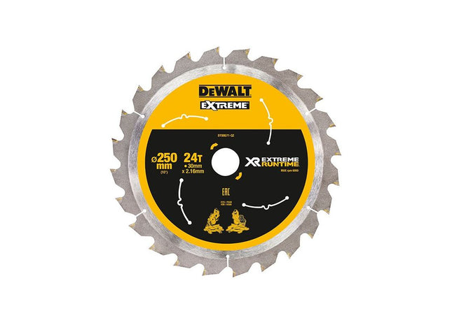 Dewalt Power Tools Extreme Runtime FlexVolt Mitre Saw Blade 250 x 30mm x 24T DeWALT Power Tools - RockBottom Northampton