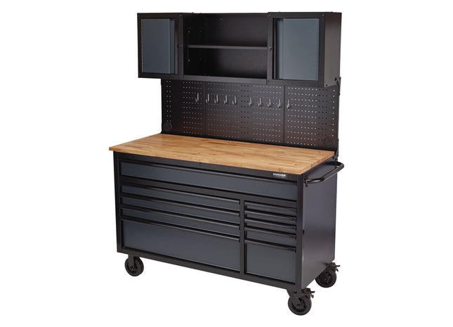 Draper BUNKER Roller Workstation with Workbench, 10 Drawer, 56", Grey Draper - Town Tools