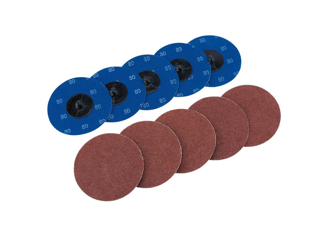 Draper Aluminium Oxide Sanding Discs, 75mm, 80 Grit (Pack of 10) 75616 Draper - Town Tools