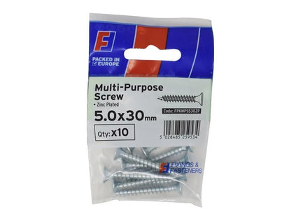 ForgeFix Multi-Purpose Pozi Screw CSK ST ZP 5.0 x 30mm ForgePack 10 ForgeFix - RockBottom Northampton