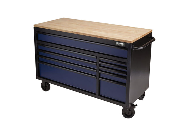 Draper BUNKER Workbench Roller Tool Cabinet, 10 Drawer, 56", Blue 08237 Draper - Town Tools