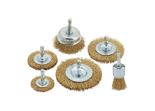 Draper Brassed Steel Crimped Wire Brush Set (6 Piece) Draper - Town Tools