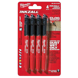 Milwaukee Inkzall Point Marker, Fine, Black, 4PK
