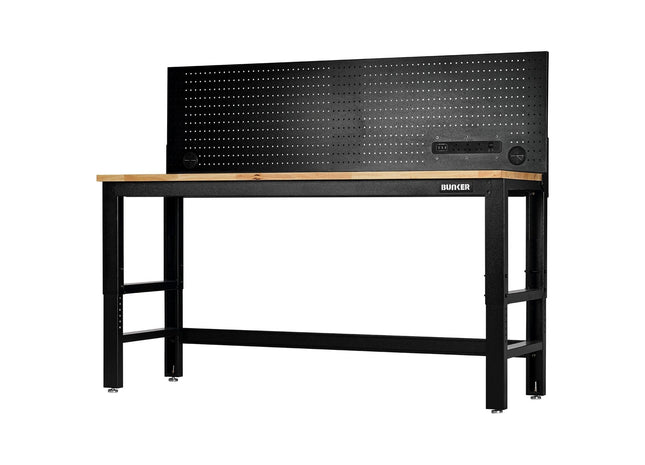 Draper Bunker Workbench with Hardwood Worktop and Power Pegboard, 1830mm Draper - Town Tools