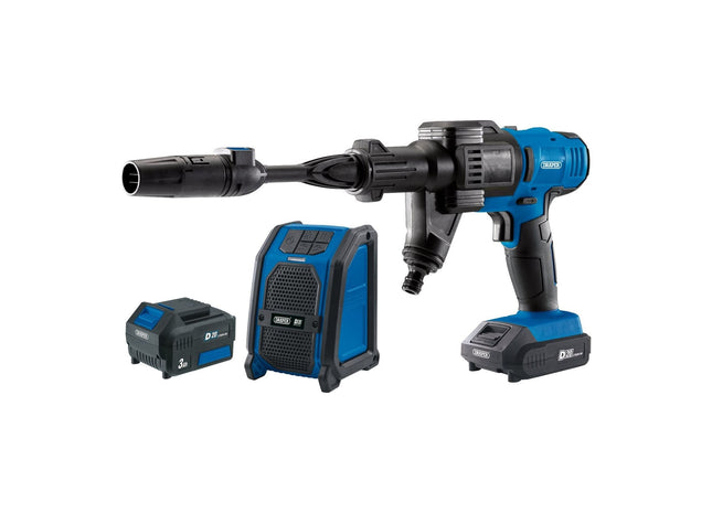 Draper D20 20V Pressure Washer, D20 20V Wireless Speaker, 1 x 2.0Ah, 1 x 3.0Ah, Draper - Town Tools