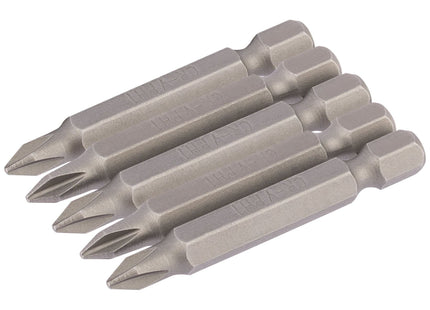 Draper Cross Slot Insert Bit, 1/4" Hex, 50mm Long, No.1 (Pack of 5) 64287 Draper - Town Tools