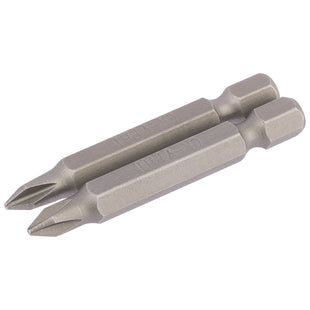 Draper Cross Slot Insert Bit, 1/4" Hex, 50mm Long, No.1 (Pack of 2) 64232 Draper - Town Tools