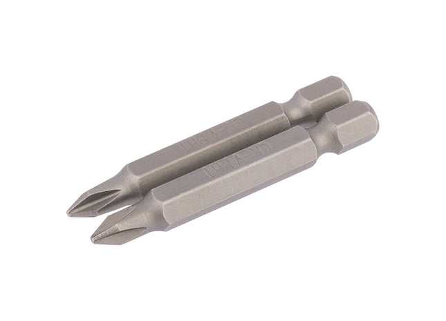 Draper Cross Slot Insert Bit, 1/4" Hex, 50mm Long, No.1 (Pack of 2) 64232 Draper - Town Tools