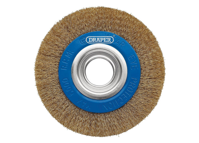 Draper Brassed Steel Bench Grinder Wire Wheel Brush, 150 x 31.75mm Draper - Town Tools