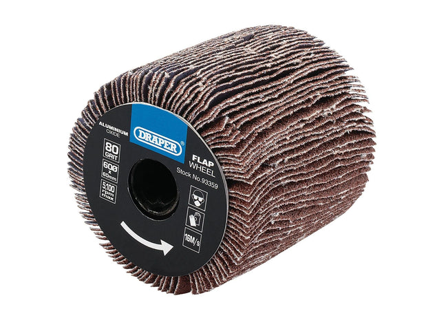 Draper Aluminium Oxide Flap Wheel, 60 x 60mm, 80 Grit 93359 Draper - Town Tools