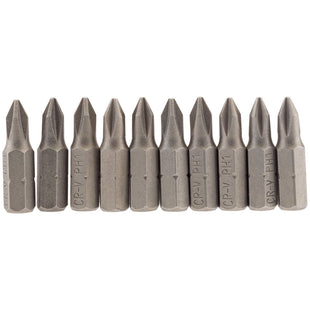 Draper Cross Slot Insert Bit, 1/4" Hex, 25mm Long, No.1 (Pack of 10) 64060 Draper - Town Tools