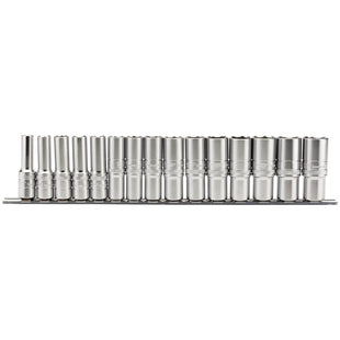 Draper Metric Deep Socket on a Metal Rail, 1/2" Sq. Dr. (15 Piece) 16499 Draper - Town Tools