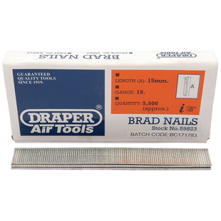 Draper Brad Nails, 15mm (Pack of 5000) 59823 Draper - Town Tools