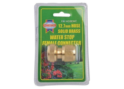 Faithfull Brass Female Water Stop Connector 12.5mm (1/2in) Faithfull - RockBottom Northampton